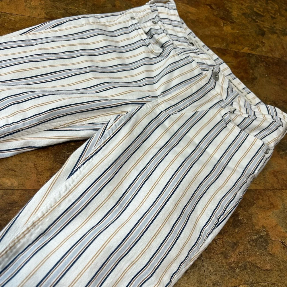 Pilcro and the Letterpress for Anthropologie Cropped Blue and Tan Striped Jeans - Picture 2 of 8
